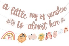 Boho Rainbow Baby Shower Decorations Banner, a Little Ray of Sunshine Is Most…