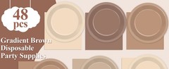 48Pcs Boho Baby Shower Decorations 7″ Gradient Brown Disposable Paper Plates and