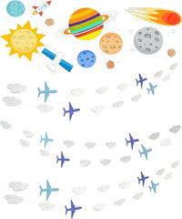 Airplane Clouds Garland, 6Pcs Glitter Plane Paper Garland Decorations for Birthd