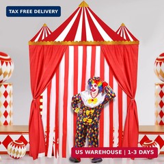 Tingjoo 4 Pcs Carnival Circus Party Decorations Backdrops Red and White Striped