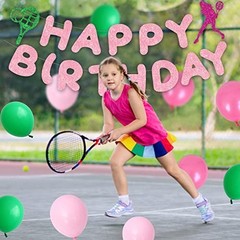 «Pink Green Tennis Party Decorations – Birthday Banner, Latex Balloons & Cake To