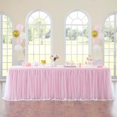 72in Rainbow Tulle Table Skirts Rectangle Tables 6/4ft 2-Layer Pastel Color