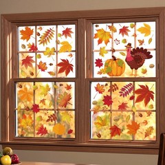 164 PCS Fall Window Clings for Glass Windows Autumn