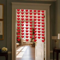 🔥2 Packs 72 Pcs Red Hearts Felt Garland Valentines Day Red Heart Hanging String