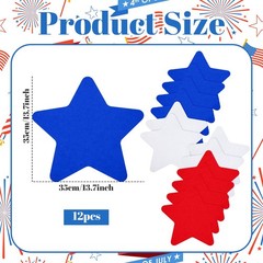 12 Pack 14 Inches Large Red White Blue Stars Patriotic Decorations Giant Felt St