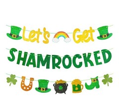 St. Patrick’s Day Decorations Kit with Lucky Banner, Hanging Swirls, Glitter Sha