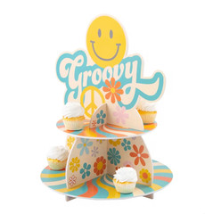 Groovy Party Cupcake Stand Retro Dessert Display Birthday Decor Free Ship US