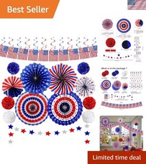 Vibrant 26-Pc Patriotic Decoration Set for Memorial Day and 4th of July Events