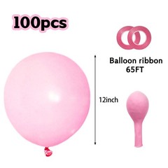 Pastel Pink Balloons 12 Inch 100 Pack light Pink Latex Balloons Baby Pink Par…