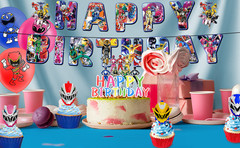 Power Rangers Birthday Party Decorations Set Balloon Banner Cake Topper for Kids