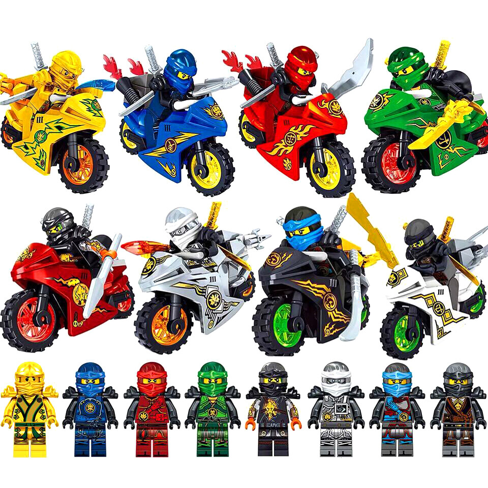 8 pieces Ninjas Character With Motorcycle Toy Theme Birthday Party Supplies