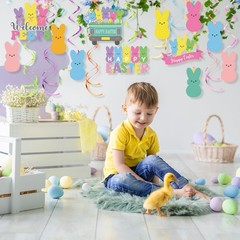Easter Bunny Hanging Swirls Foil Ceiling Party Decorations Multi Color 36 PCS