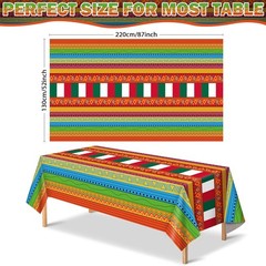 Vibrant Mexican Plastic Tablecloths for Cinco De Mayo & Fiesta Parties – 2 Pack