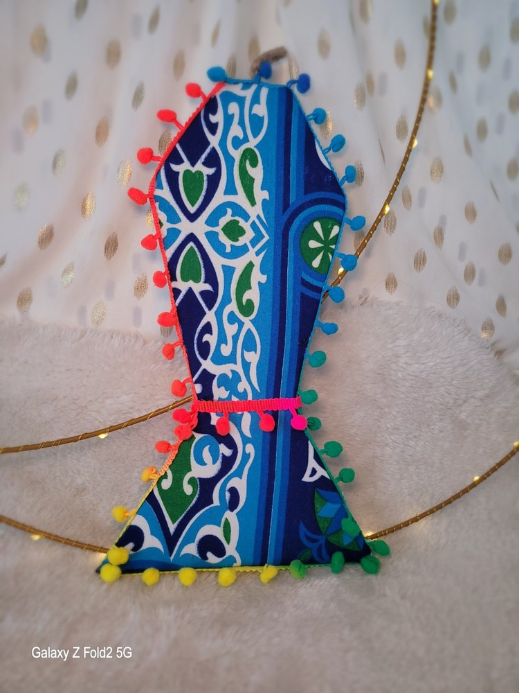 Ramadan Blue lantern on Upcycle Box & Fabric 32cm×20cm Handmade