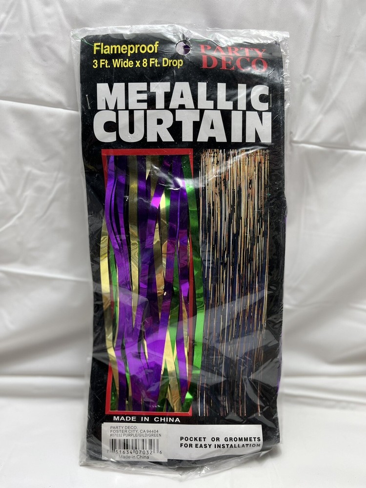 Party Deco Metallic Curtain Multi-Color 3 ft. wide x 8 ft. drop