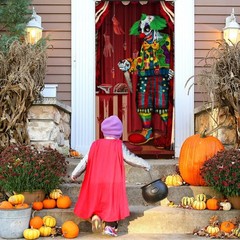 Evil Clown Door Cover – Fabric Halloween Banner Backdrop – 70.9 x 35.4 Inch -…