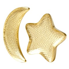 2 Pcs Hammered Star and Moon Fruit Plate Decorative Ramadan Serving Trays