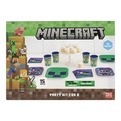 MINECRAFT 40PC. Party Kit for 8 (Large Plates, Small Plates, Napkins & Cups)-NEW