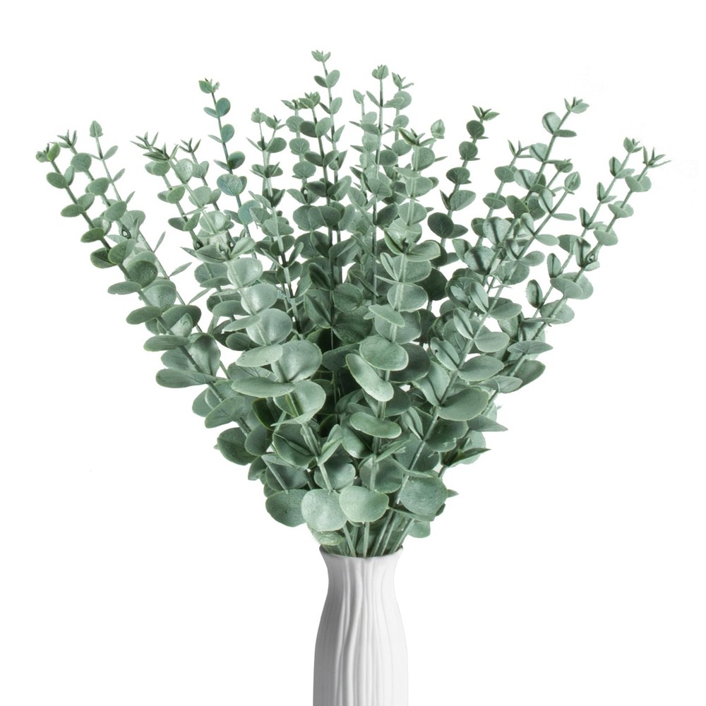 Sukh 24pcs Artificial Eucalyptus Stems – Faux 24PCS（14.5″）, 24 Pcs