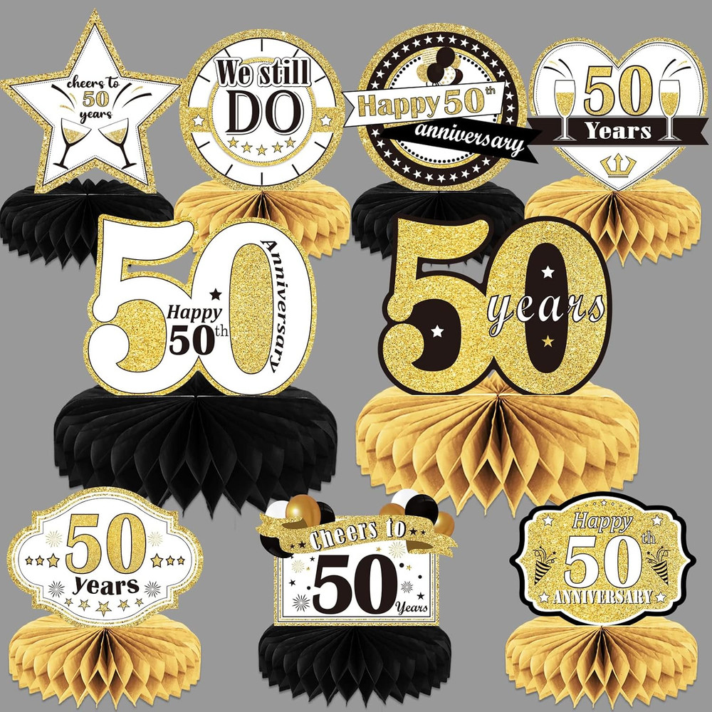 9 Pieces 50Th Anniversary Decorations 50Th Wedding Centerpieces for Tables Cheer