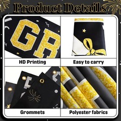 Graduation Banner Class of 2026 – Large 19.7 x 118.1 inches, Black Gold