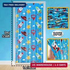 Toy Birthday Party Backdrop, 2 Pack Toy Theme Foil Fringe Curtains for Kids Birt