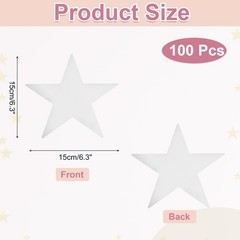 100 Pcs Silver Stars Cutouts, 6 Inch Double Printed Paper Stars Cutout