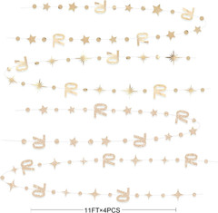 Champagne Gold 70Th Birthday Decorations Number 70 Circle Dot Star Garland Metal