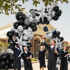 161pcs Black and Silver Balloons Garland Arch Kit with Explosion Star Balloon…