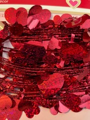 Valentines Day Glitter Heart Picks & Garland Set Red 14 Picks 16 Ft Garland Part