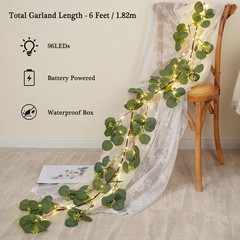 Christmas Decoration Indoor – 6FT Eucalyptus Garland with Timer, Artificial