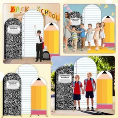 Back to School Composition Notebook Arch Backdrop Cover 4Ft 5Ft 6Ft Colorful Set