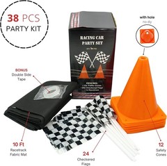 38 Pieces Set – 12 Traffic Cones With Hole on Top, 24 Checkered Flags, Racetr…