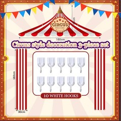 Preboun 3 Pcs Circus Tent Decorations Carnival Theme Party Red White