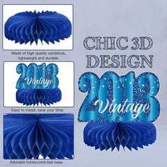9-Pcs Blue Silver 13th Birthday Honeycomb Centerpieces – Perfect for Teens