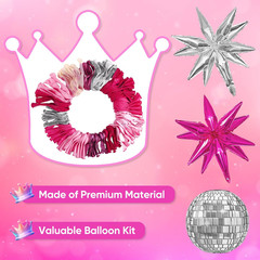 143Pcs Pink and Silver Valentines Balloon Garland Arch Kit, Hot Pink Confetti 4