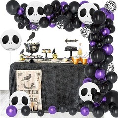 143pcs Halloween Decorations Black Purple Latex Balloon Rave Party Arch Decorati