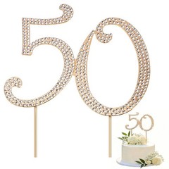 50 Cake Topper 50th Birthday Sparkly Rhinestone Cake Decoration, Sparkly Bli…