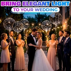 20″ Transparent Glow Balloons Light Up with LED String Lights for Decoration