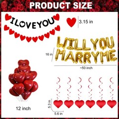 You Will Marry Me Balloons – 545 Pcs Gold Will You Marry Me Letters Foil Ball…