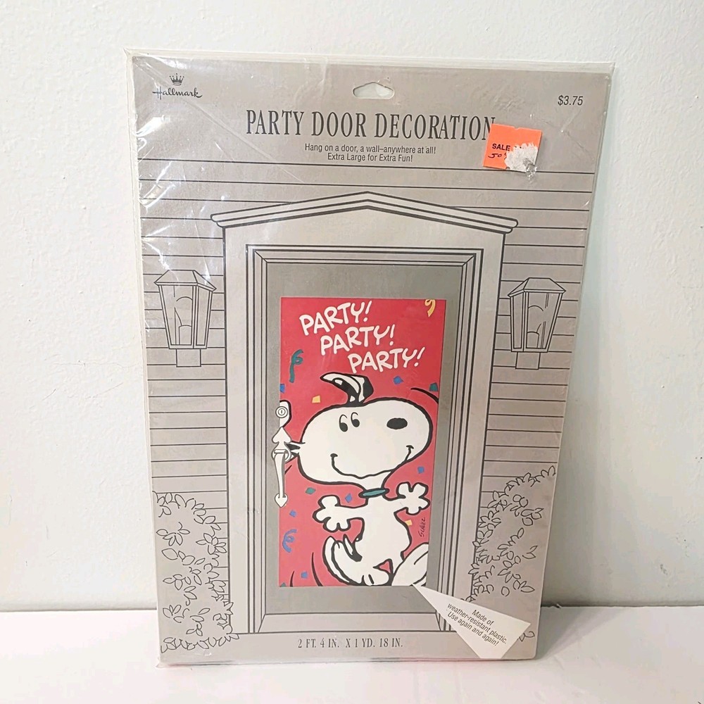 Vtg Hallmark Snoopy Red Party Party Party Door Decoration Banner