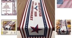Patriotic 250 Celebration Table Runner – Ideal for Indoor & Outdoor Events