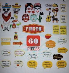 Cinco de Mayo Birthday Mexican Fiesta Photo Booth Selfie Props Kit – 60 Count
