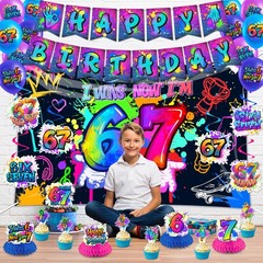 6 7 Decorations Set with Happy Banner, 67 Decorations Swirls Balloons, I Was …