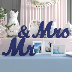 Wedding Decorations Set Large Blue Mr And Mrs Sign Just Married Banner Wooden Le
