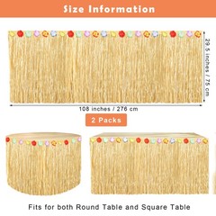 2 Pack Luau Grass Table Skirt Natural 9 Feet x 29.5 Inch Hawaiian Table Skirt…