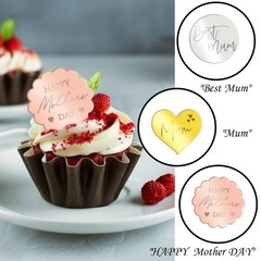 18 Pcs Happy Mothers Day Cupcake Toppers Acrylic Mirror Disc Cupcake Toppers …