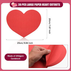 36 Pcs Large Red Heart Cutouts Paper Hearts Shape Cut-Outs Red Valentine’S Da…
