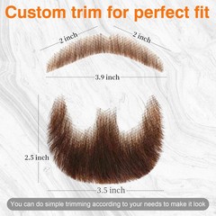 Realistic Human Hair Fake Beard & Mustache Kit – Full Hand Tied Goatee with I…