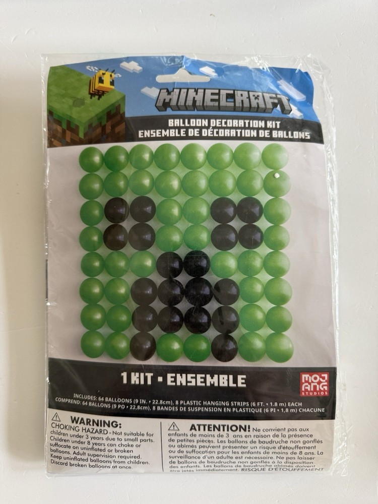 Minecraft Birthday Party Supplies-Creeper 64 Balloon Wall Decoration – SEALED